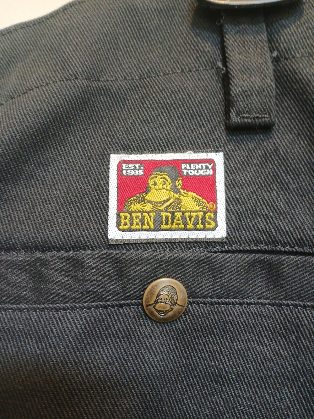 Vintage Ben Davis Pants Tag Men Size 42 Black Wide Leg Baggy Skater Gorrilla 694